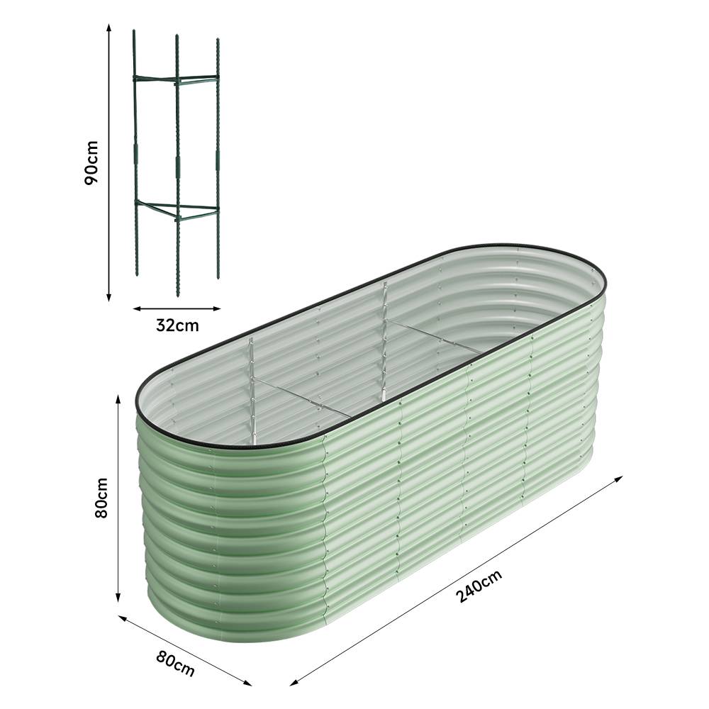 240×80×80cm Oval-shaped Galvanized Steel Raised Garden Bed