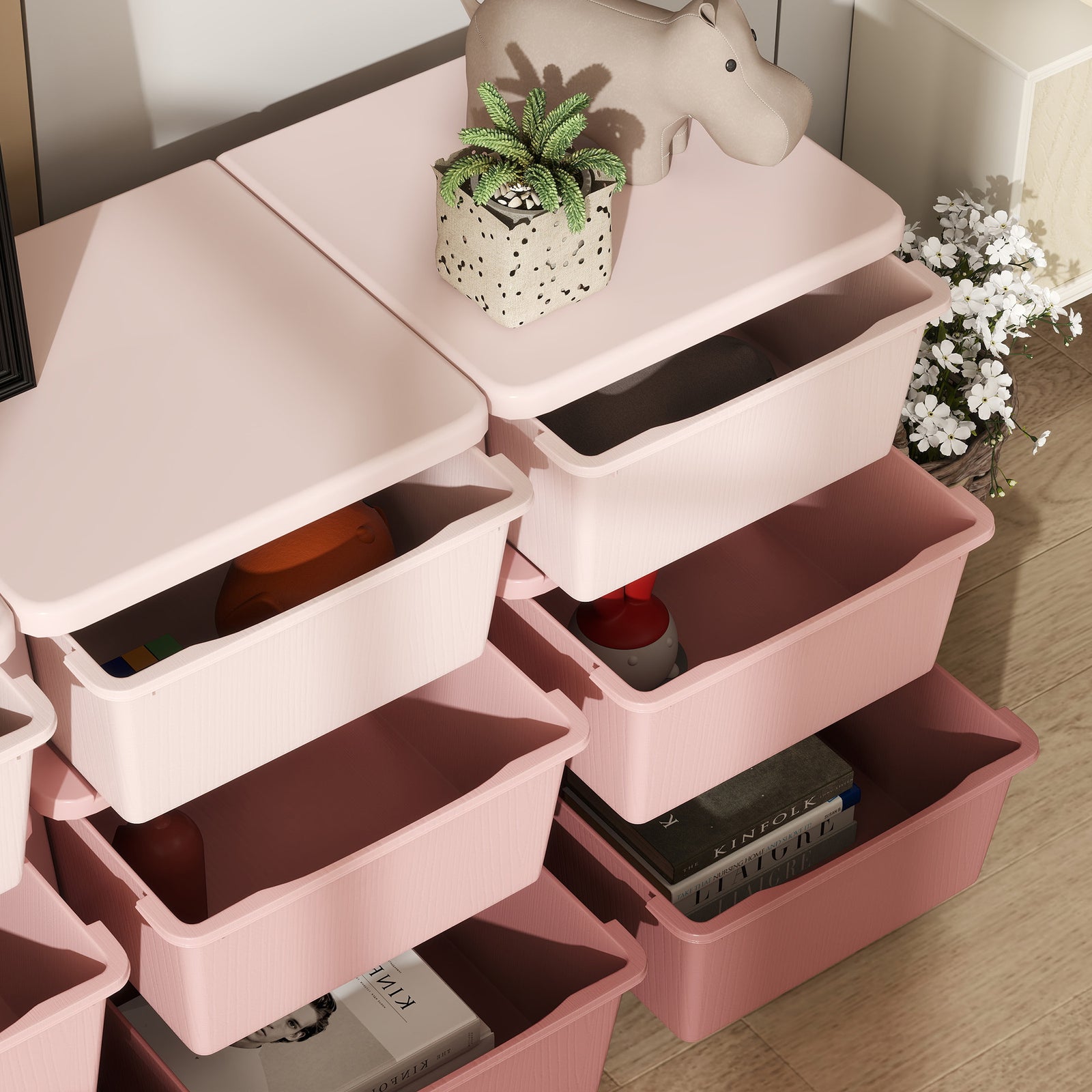 Kids Storage Units With Drawers 3 Tier Chest Dresser Tower | Pink