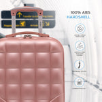 45x36x20cm Lightweight Underseat Cabin Carry On Suitcase - 100+ Airline Approved - Hard Shell Luggage - 4 Wheels - Bubble Design | Cabin | Rose Gold