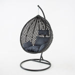 Luxurious Onyx Black Hanging Swing Pod Egg Chair With Deep Grey Cushions | 56 - 121cm | Charcoal Gray