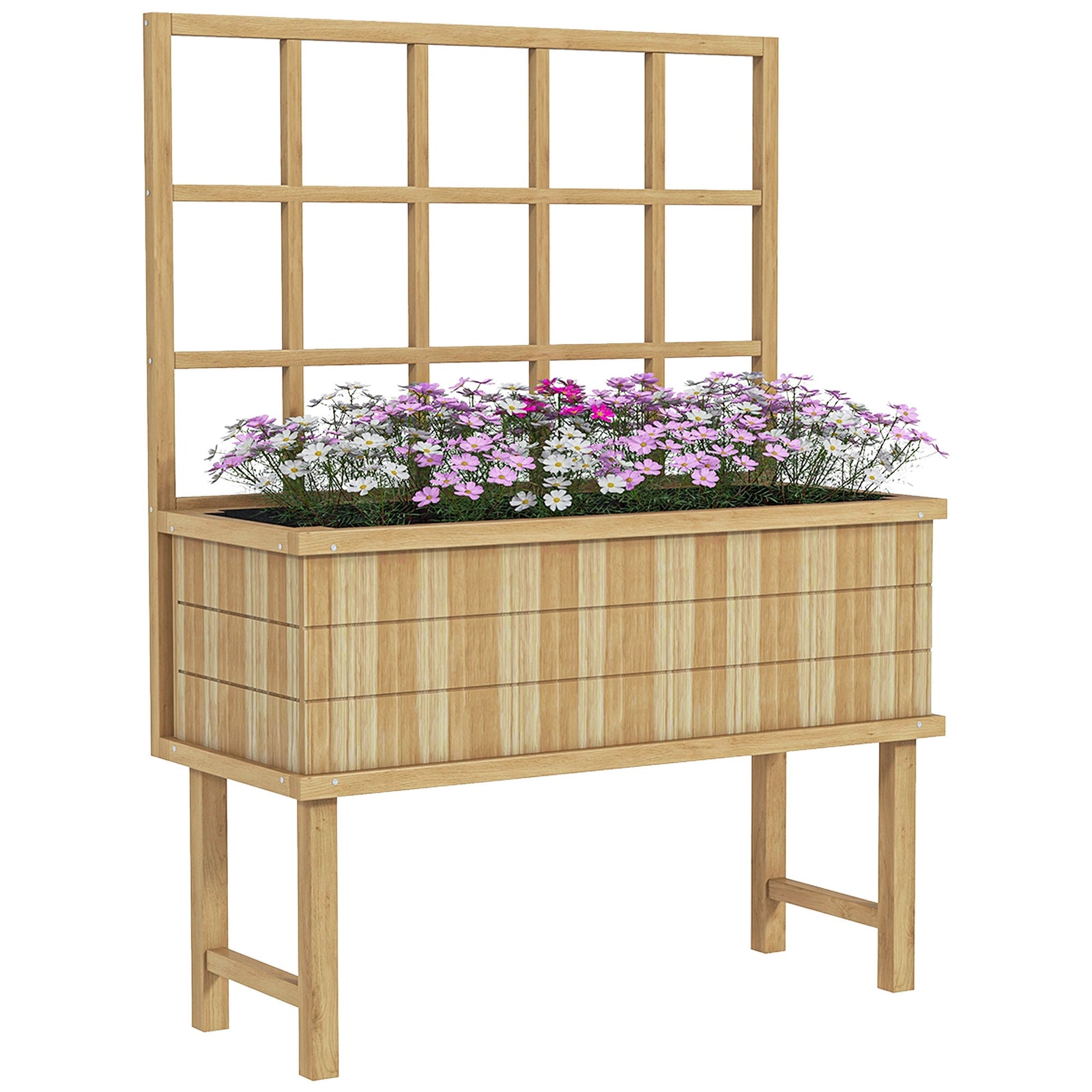 Raised Garden Bed With Trellis & Drain Holes | Yellow