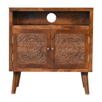 Artisan Furniture Solid Mango Wood Tova Open Shelf Cabinet
