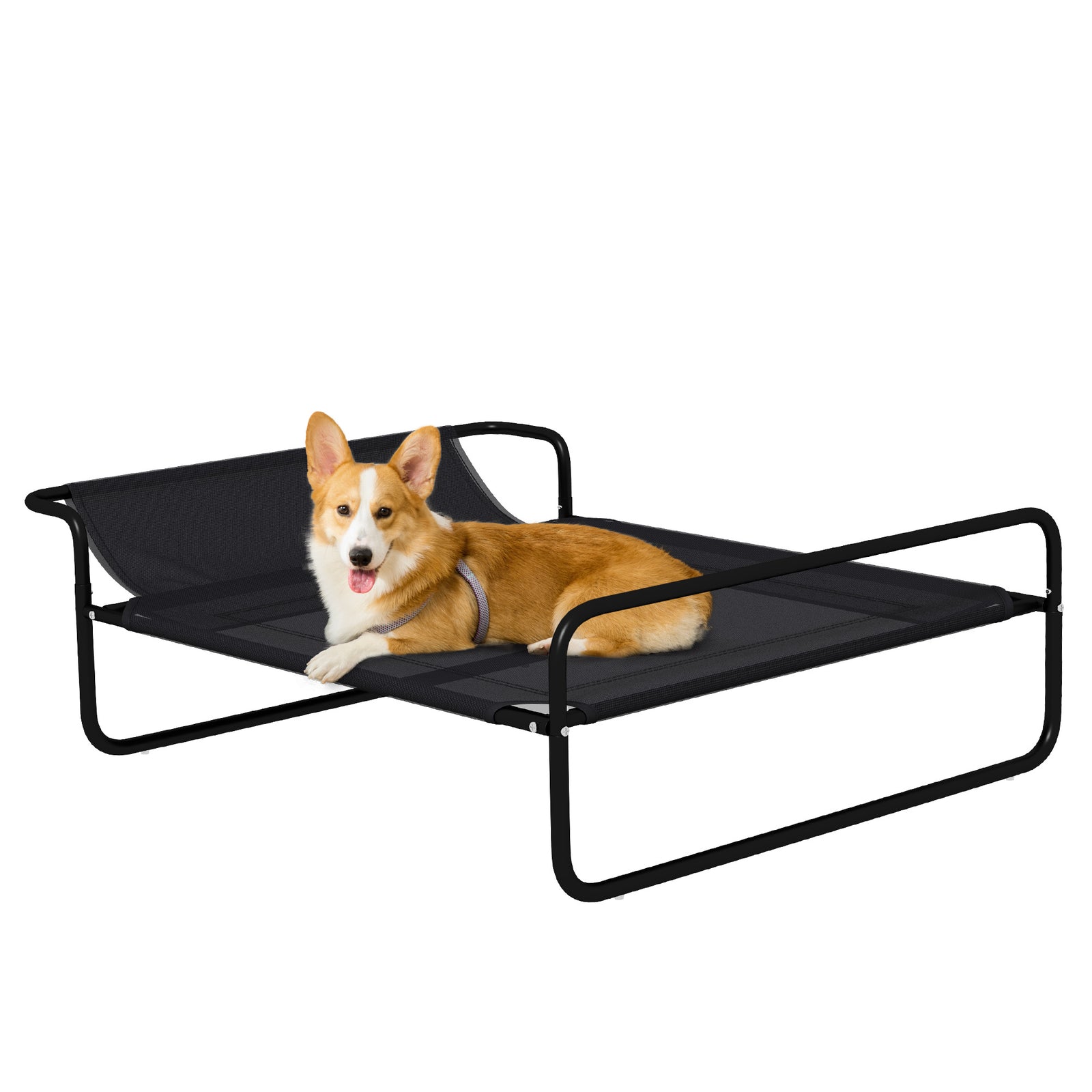 Pawhut Raised Dog Bed W/ Slope Headrest, For Small, Medium And Large Dogs | Black