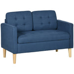 Compact Loveseat 2 Seater Sofa With Storage Wood Legs | One Size | Blue