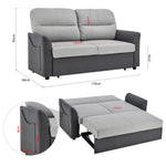 Faux Suede Double Pull-out Sofa Bed - 2 Seater