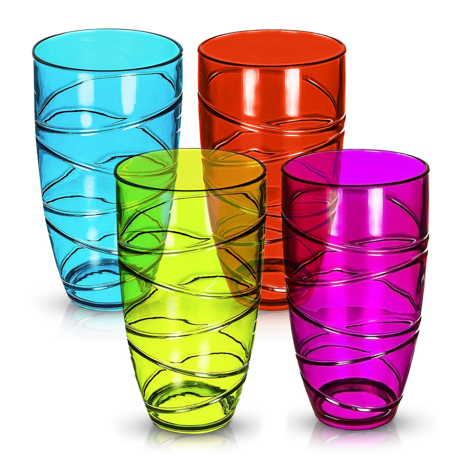 Swirl Multicolour Plastic Tumbler Set Of 4