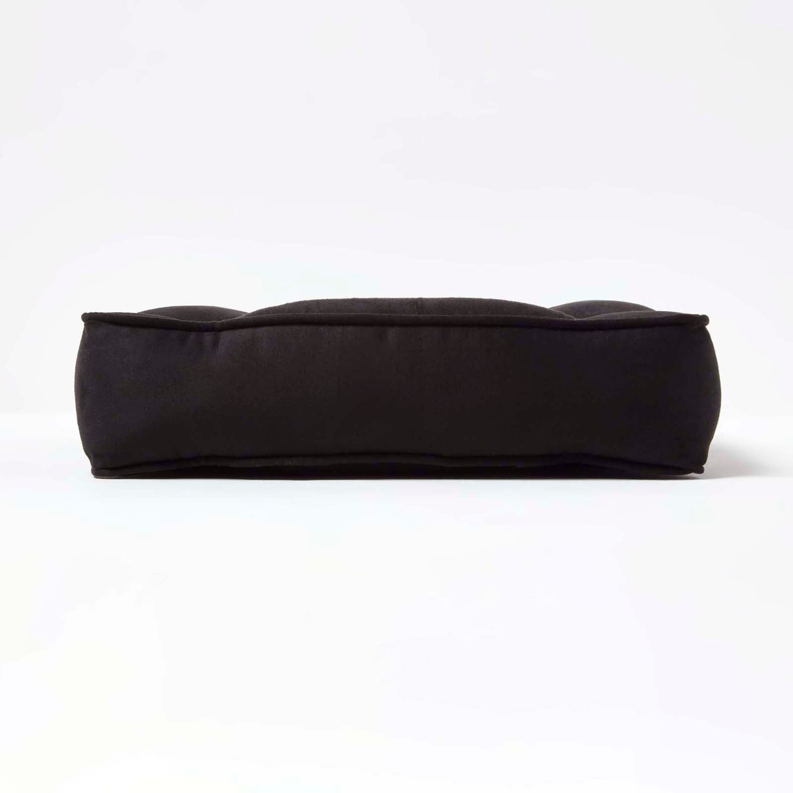 Faux Suede Coccyx Dining Chair Cushion With Ties | 40cm x 40cm | Black