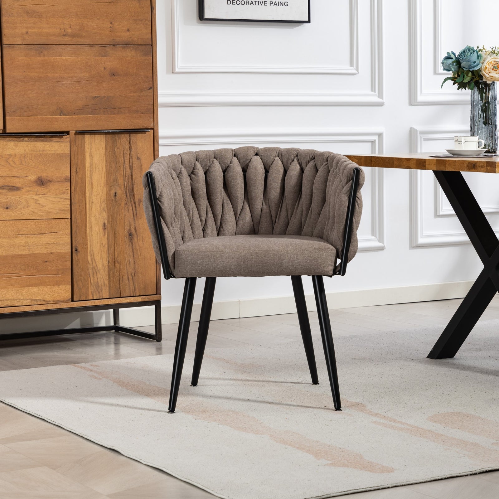 Aneta Fabric Accent Chairs - Set Of 2 | Brown