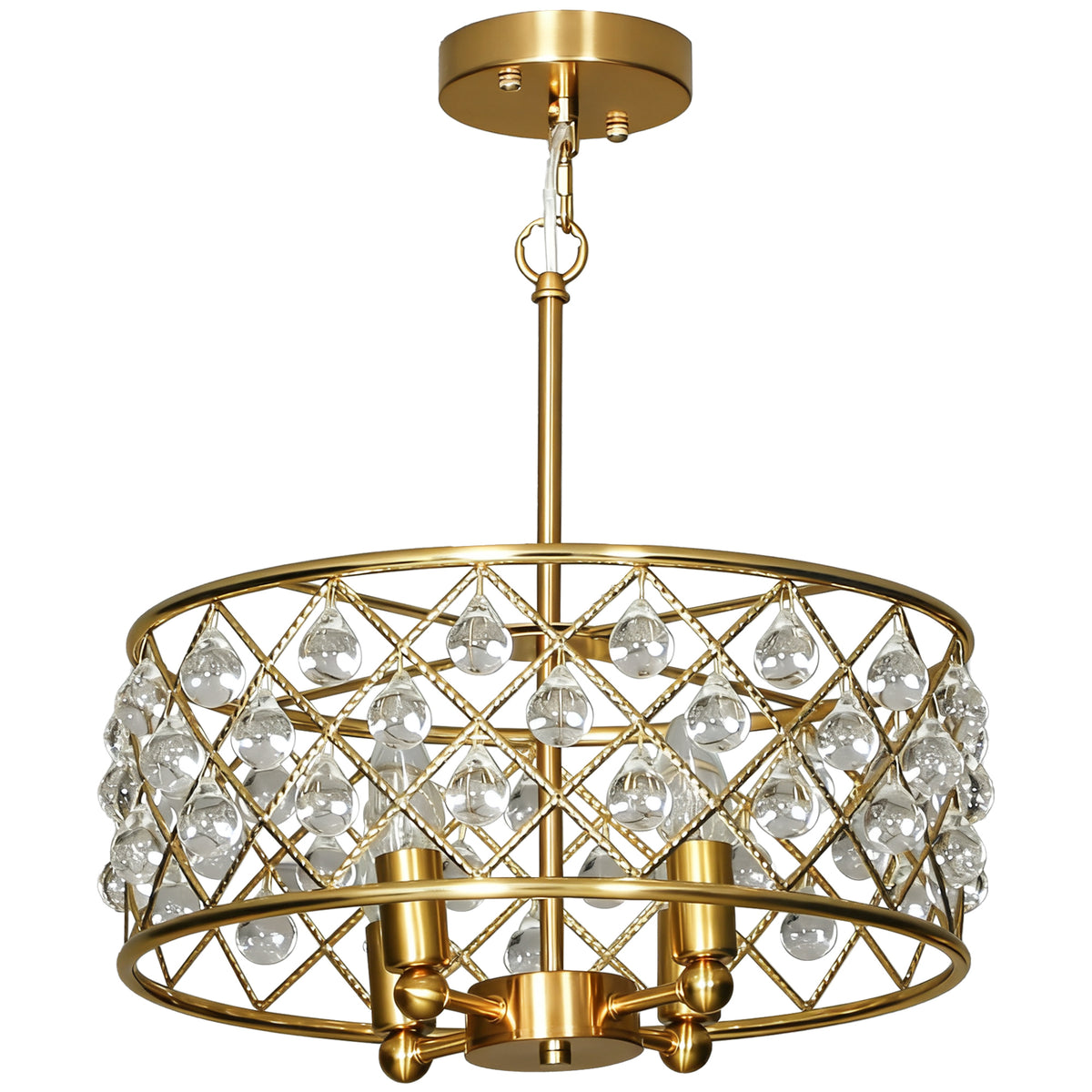 HOMCOM Ceiling Light With Adjustable Height, Modern Crystal Chandelier