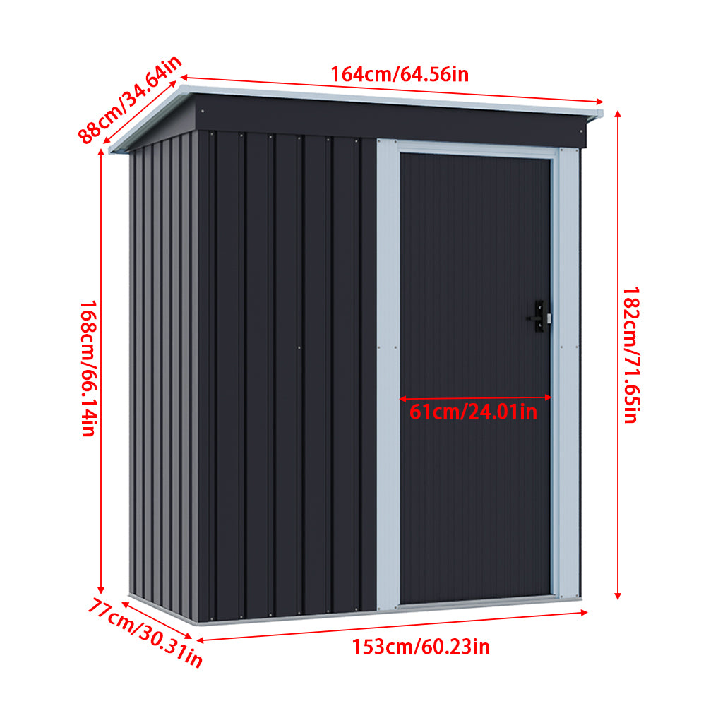 5 x 3 Ft Outdoor Metal Storage Shed With Lockable Door For Garden