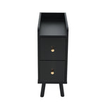 Modern Mdf Bedside Table With 2 Drawers | Black
