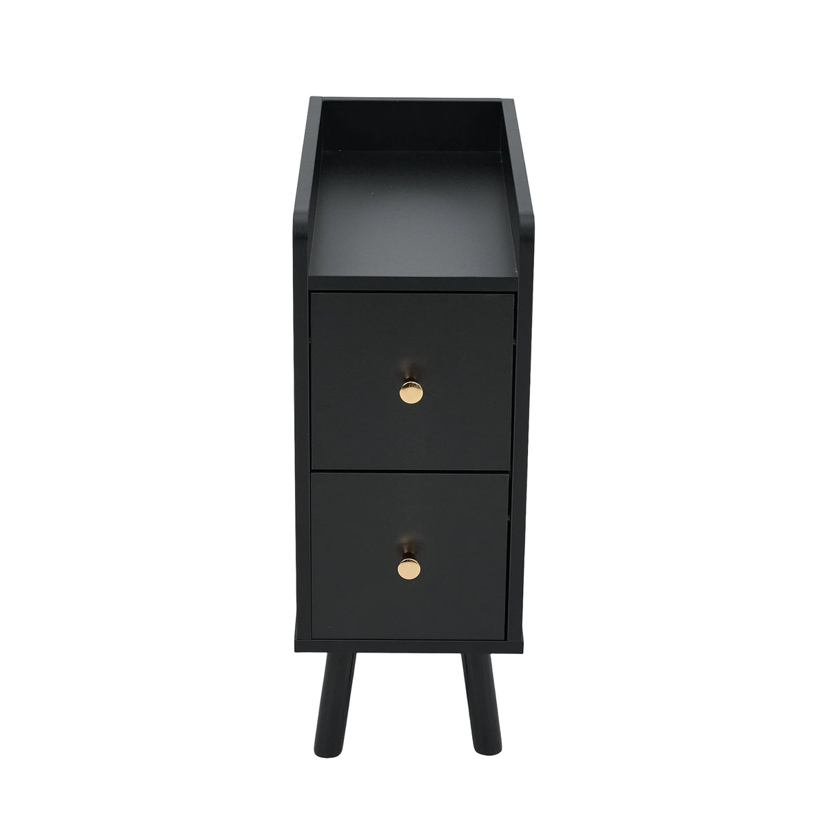 Modern Mdf Bedside Table With 2 Drawers | Black