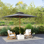 3(m) Wood Square Umbrella Garden Market Parasol Sunshade Black