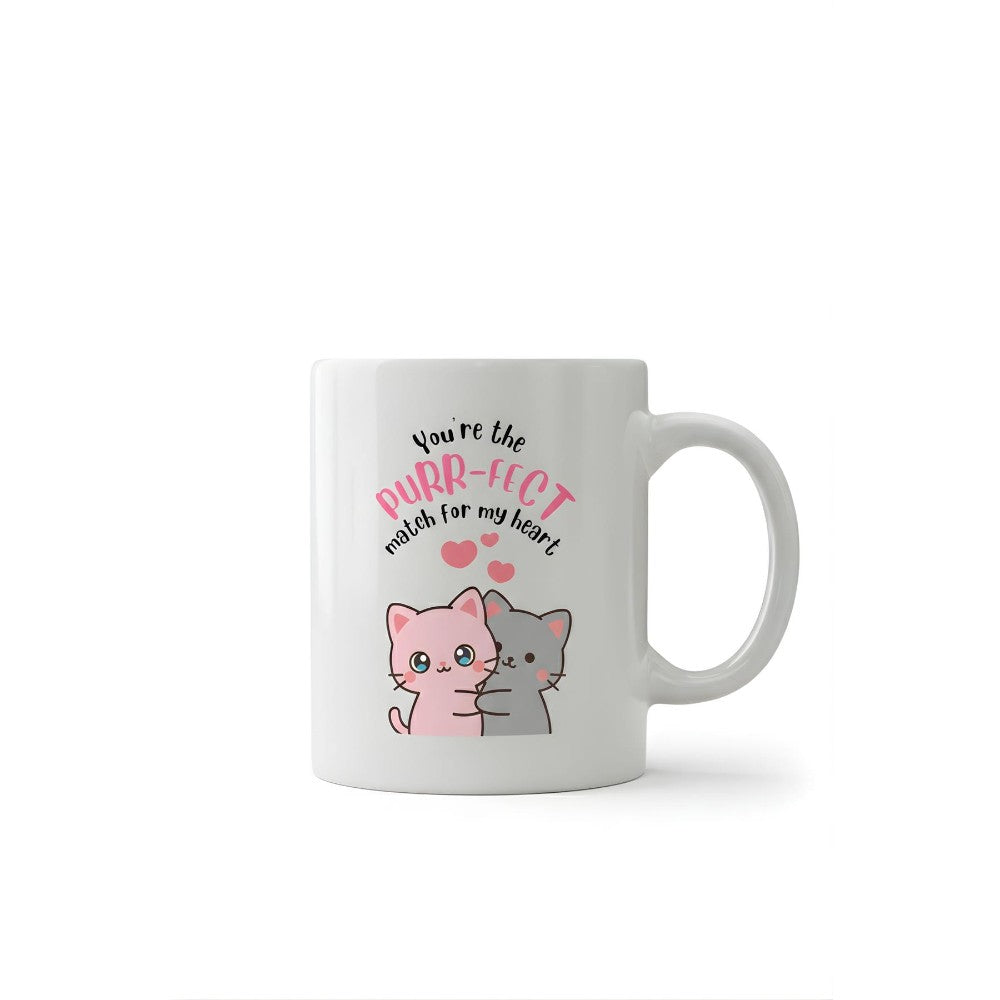Dyzi You’re The Purr-fect Match Printed Ceramic Mug Valentine’s Day Gift
