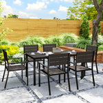 7 Piece Garden Furniture Set W/ Table And 6 Stackable Chairs
