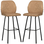 Upholstered Kitchen Stools With Back Set Of 2 | Brown