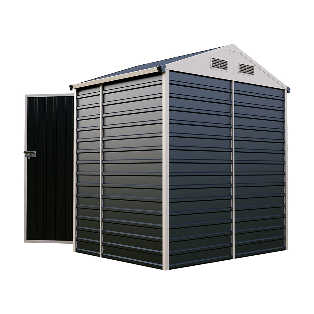 6x4 Ft Heavy-Duty Metal Apex Roof Garden Storage Shed – Durable Steel Frame, 4 Vents & Lockable Door Outdoor Tool House