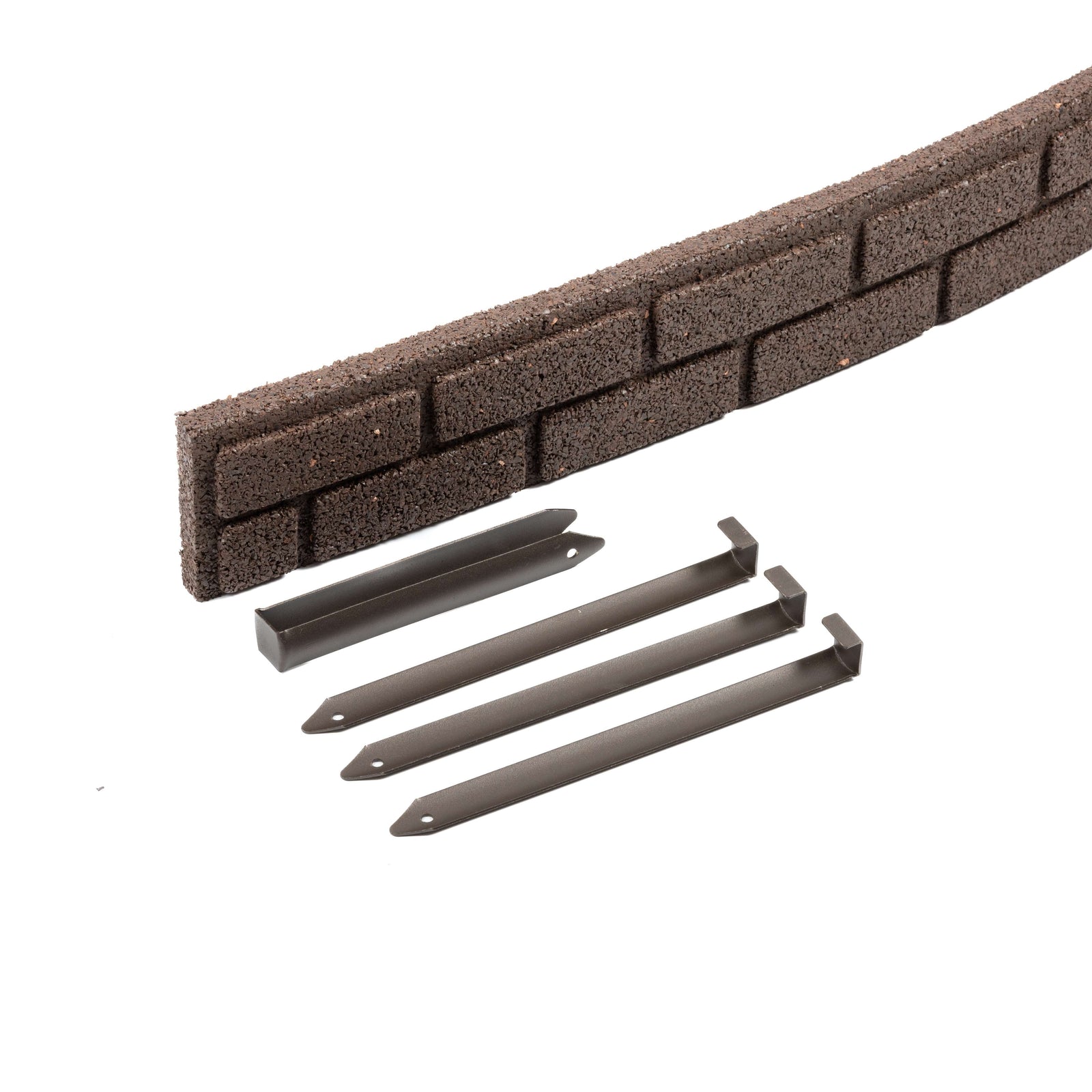 Recycled Rubber Brick Effect Garden Edging Border 1.2m | Set of 14 | Brown