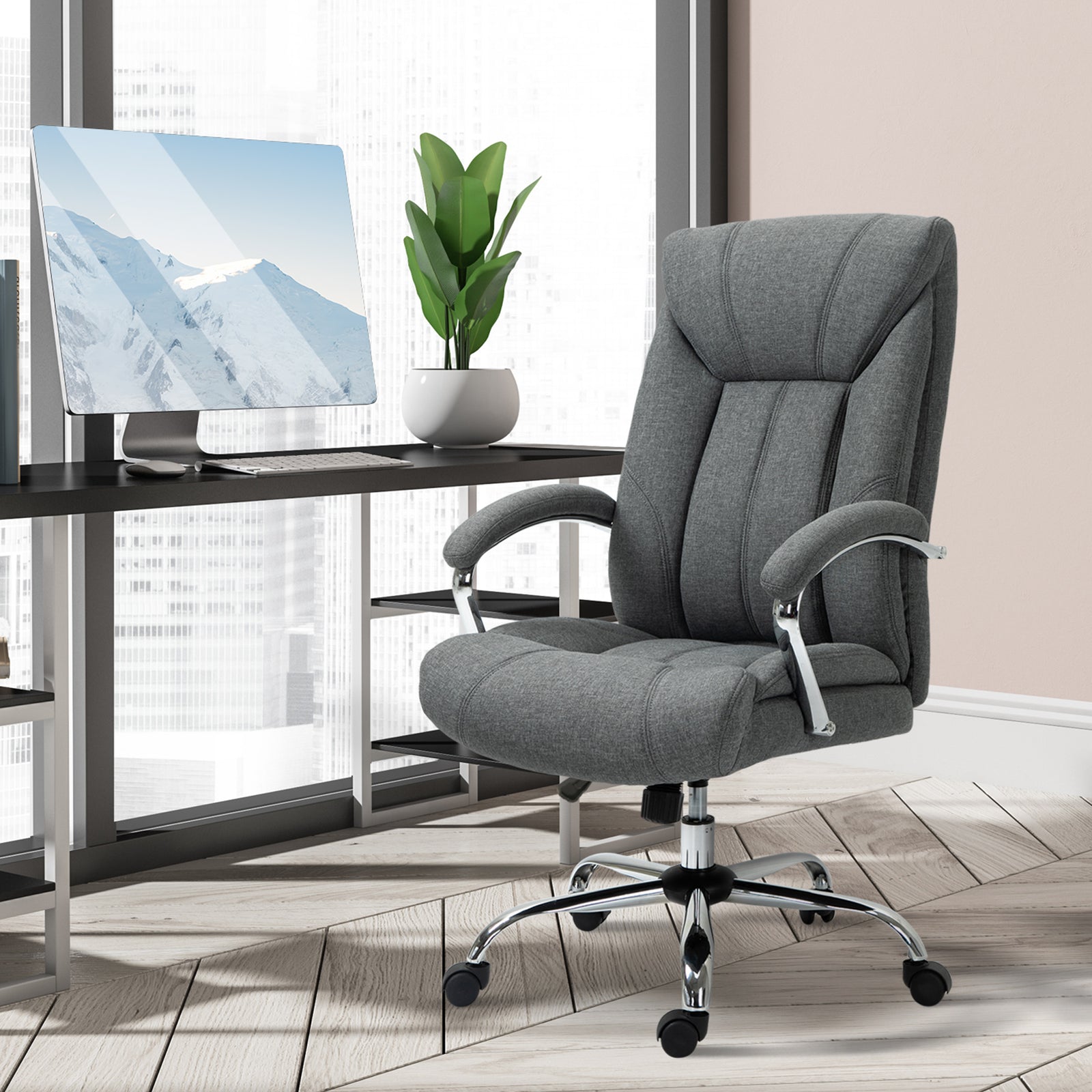 High Back Office Chair W/ Arm Grey