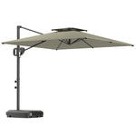 Garden Cantilever Parasol W/ Weighted Base Tilt Crank | Light Grey