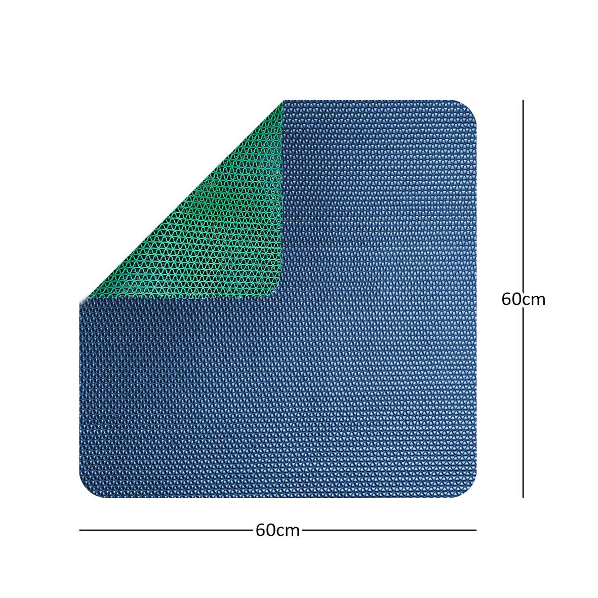 Reversible Shower Mat In Dual-colour- Square Shower | 60cm x 60cm | Blue & Green
