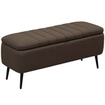Storage Ottoman Bench, Linen Fabric Footstool With Steel Legs | Dark Brown
