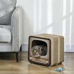 Tv Shape Cat Scratching Board With Catnip, For Indoor Cats, Brown