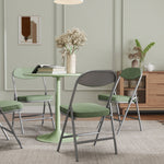Folding Chairs Set Of 4 With Cushioned Seat, Steel Frame | Green