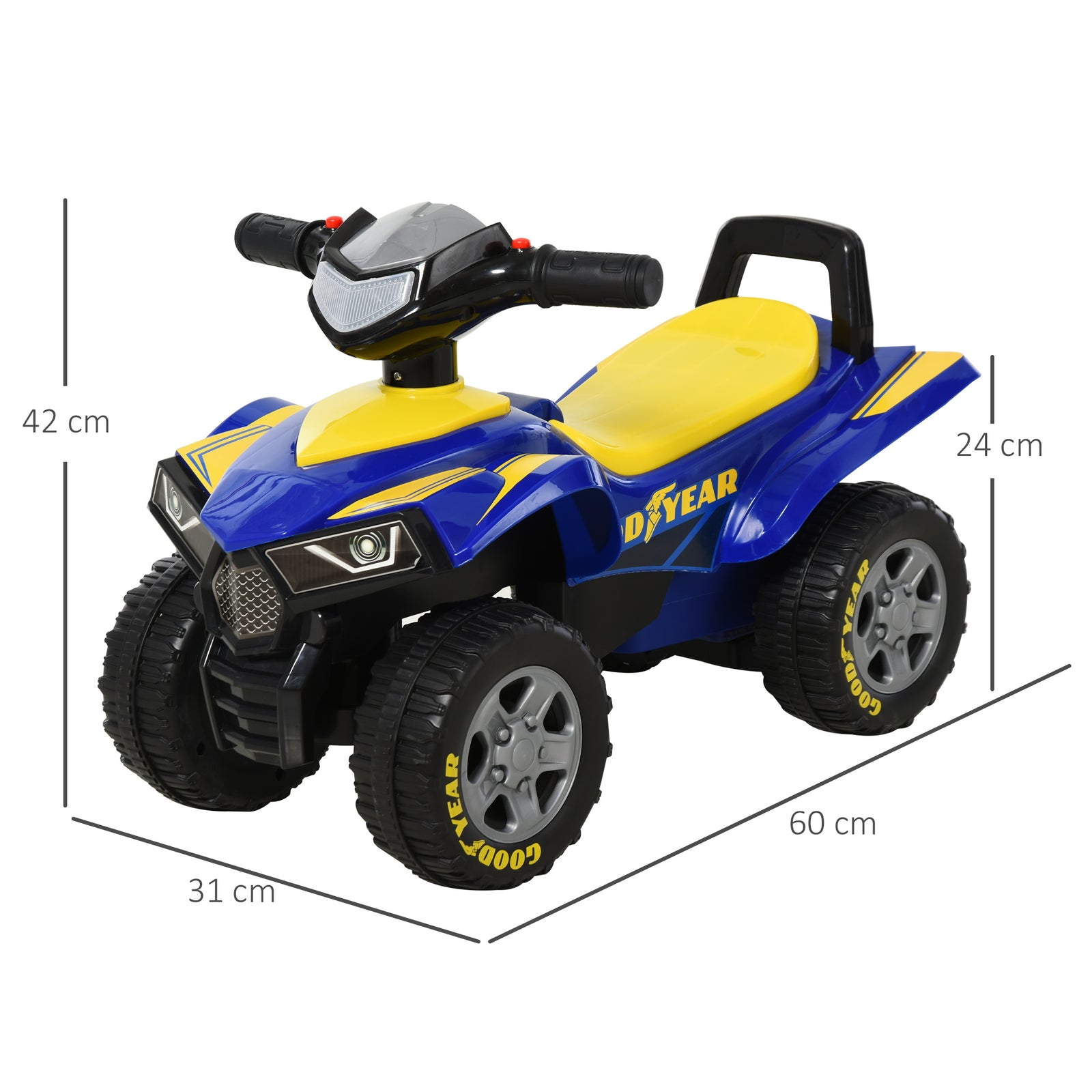 Goodyear Baby Quad Ride-on Walker W/ Lights Horn Storage 18-36 Months