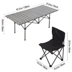 Set Of 5 Portable Folding Camping Table And Chair Set – Lightweight And Compact Outdoor Furniture | Grey
