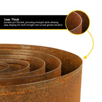 Pre Rusted Corten Metal Lawn Edging Garden Border Roll | 10m | Rust