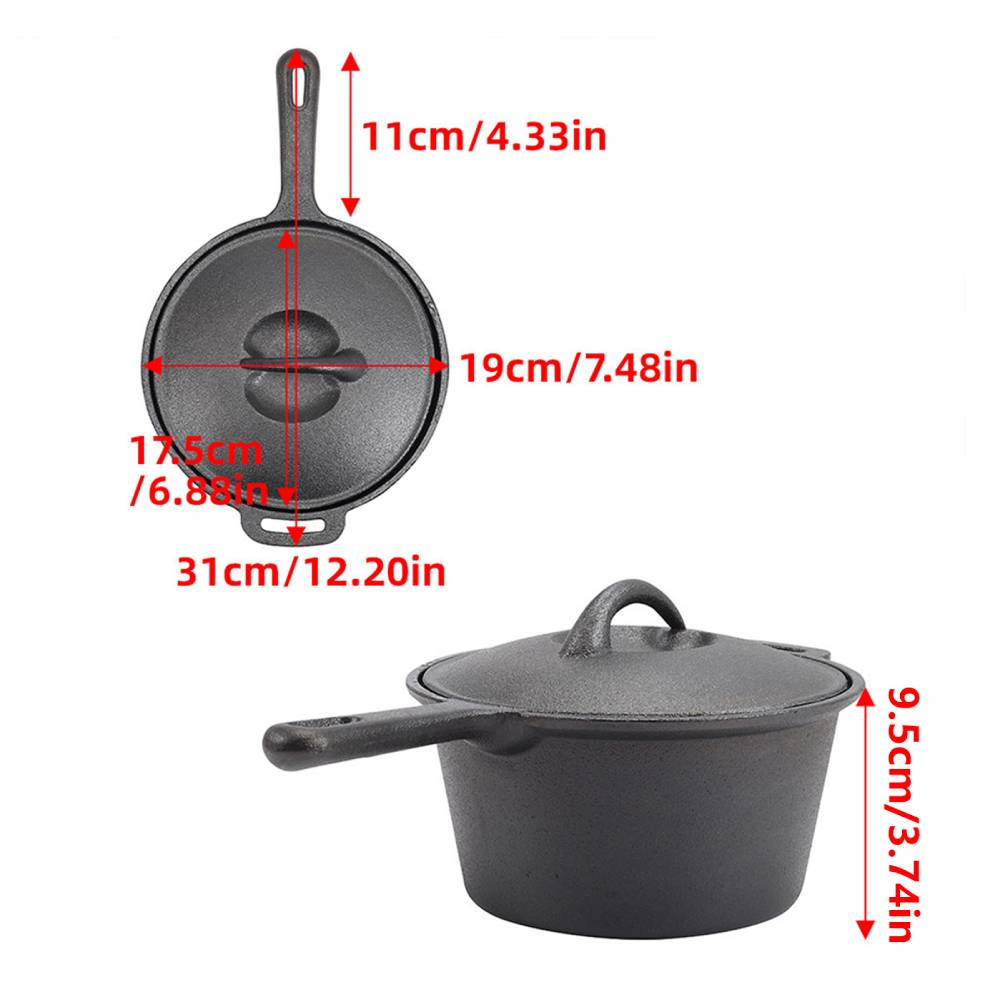 Breeins 2.5l Pre-seasoned Cast Iron Saucepan With Lid