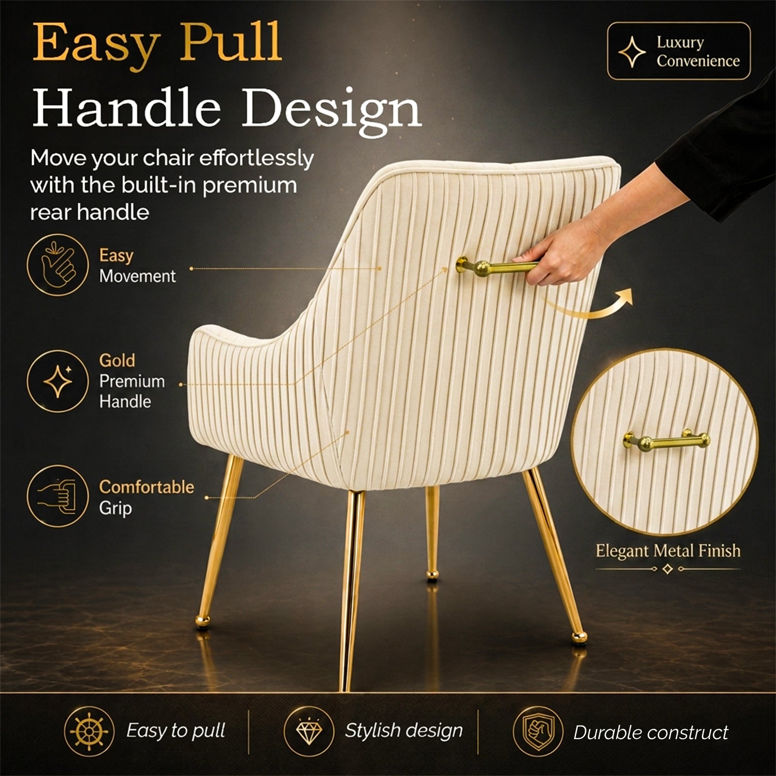 Dining Chairs Upholstered Tufted Velvet Kitchen Chairs | Set-of-2 | Cream