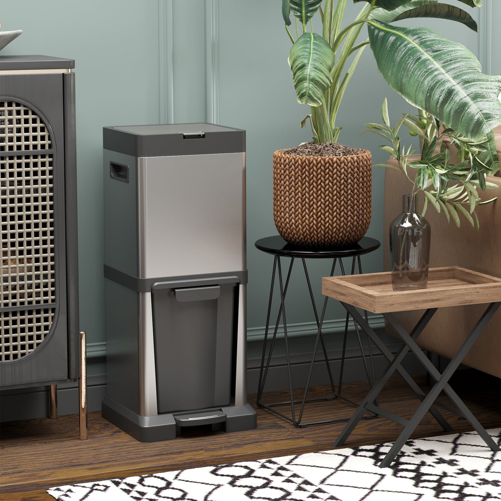 20+14l Double Kitchen Bin, Pedal Bin With Soft-close Lid