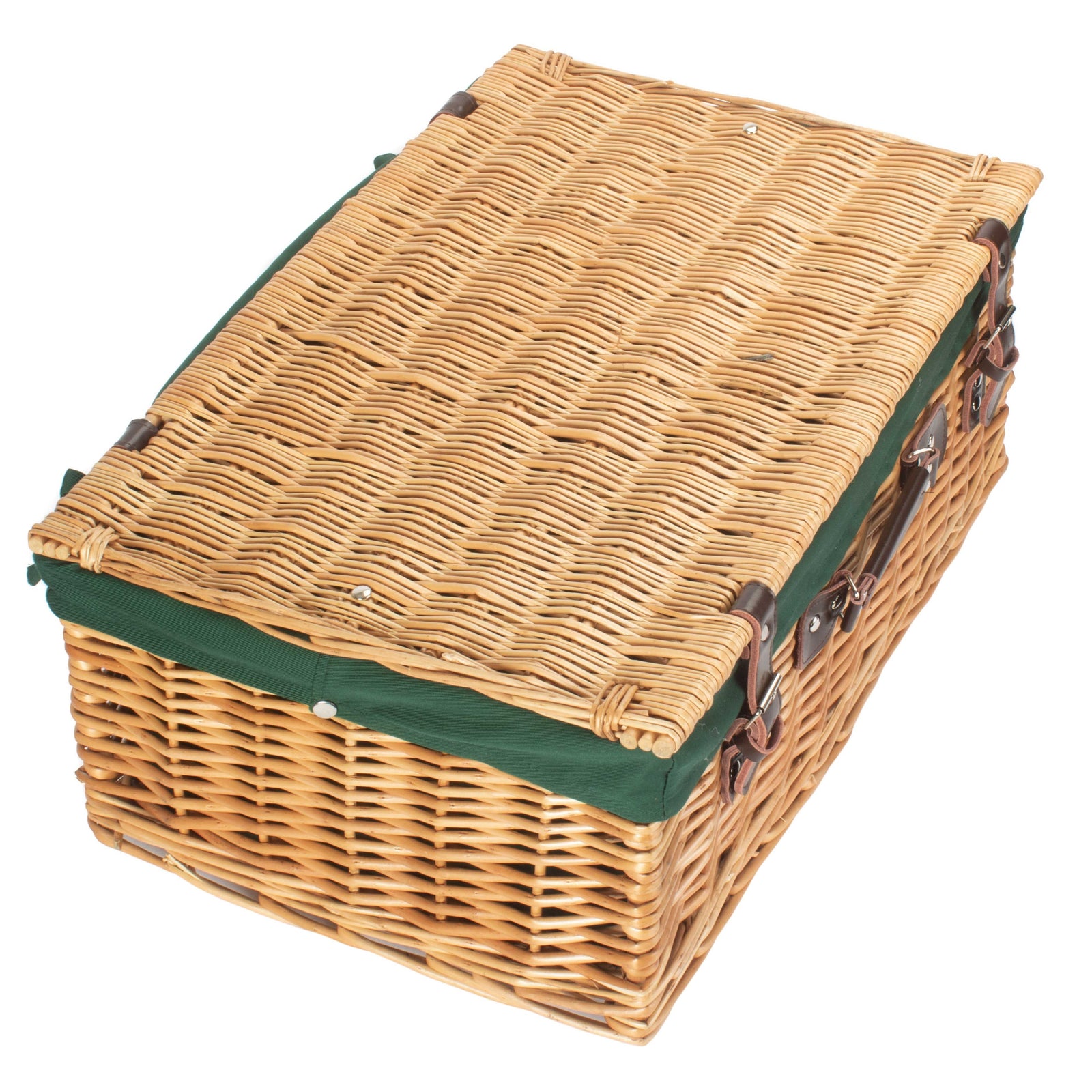 Wicker 55cm Buff Empty Picnic Basket Unlined | Green