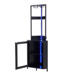 Breeins Industrial Tall Corner Bar Cabinet With Power Socket & Led Lighting