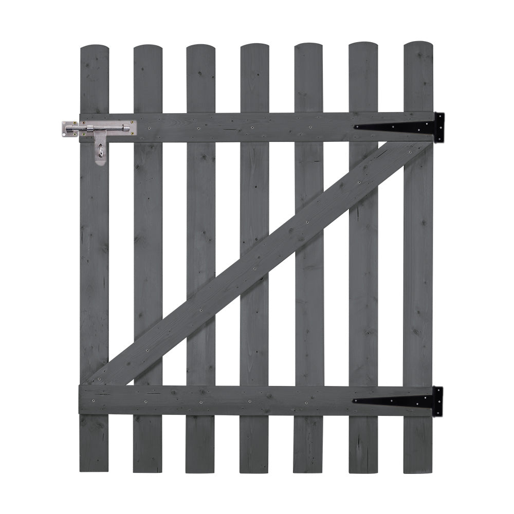 0.9m W x 0.9m-1.8m H Garden Wood Fence Gate With Latch | XS | Grey