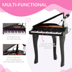 37 Key Musical Mini Piano Electrionic Keyboard Microphone Stool | Black