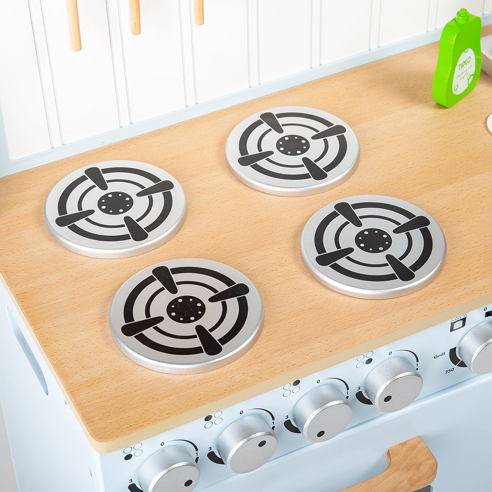 Blue Wooden Country Play Kitchen With Realistic Features