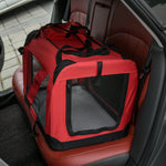 60cm Foldable Pet Carrier, Soft Side Pet Travel Crate W/ Mat, Red