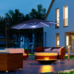 3m Led Cantilever Parasol W/ Base Solar Lights | Blue
