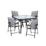 5 Pieces Garden Dining Set Tempered Glass Outdoor Coffee Table And Foldable Chairs