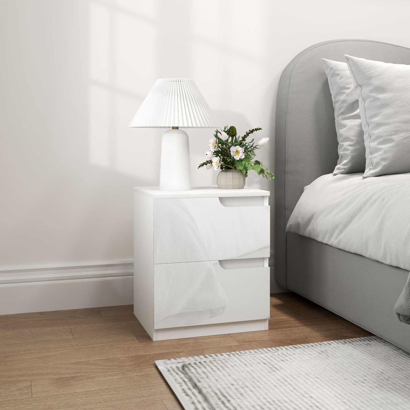 Modern Bedside Table With 2 Drawers For Bedroom, Living Room
