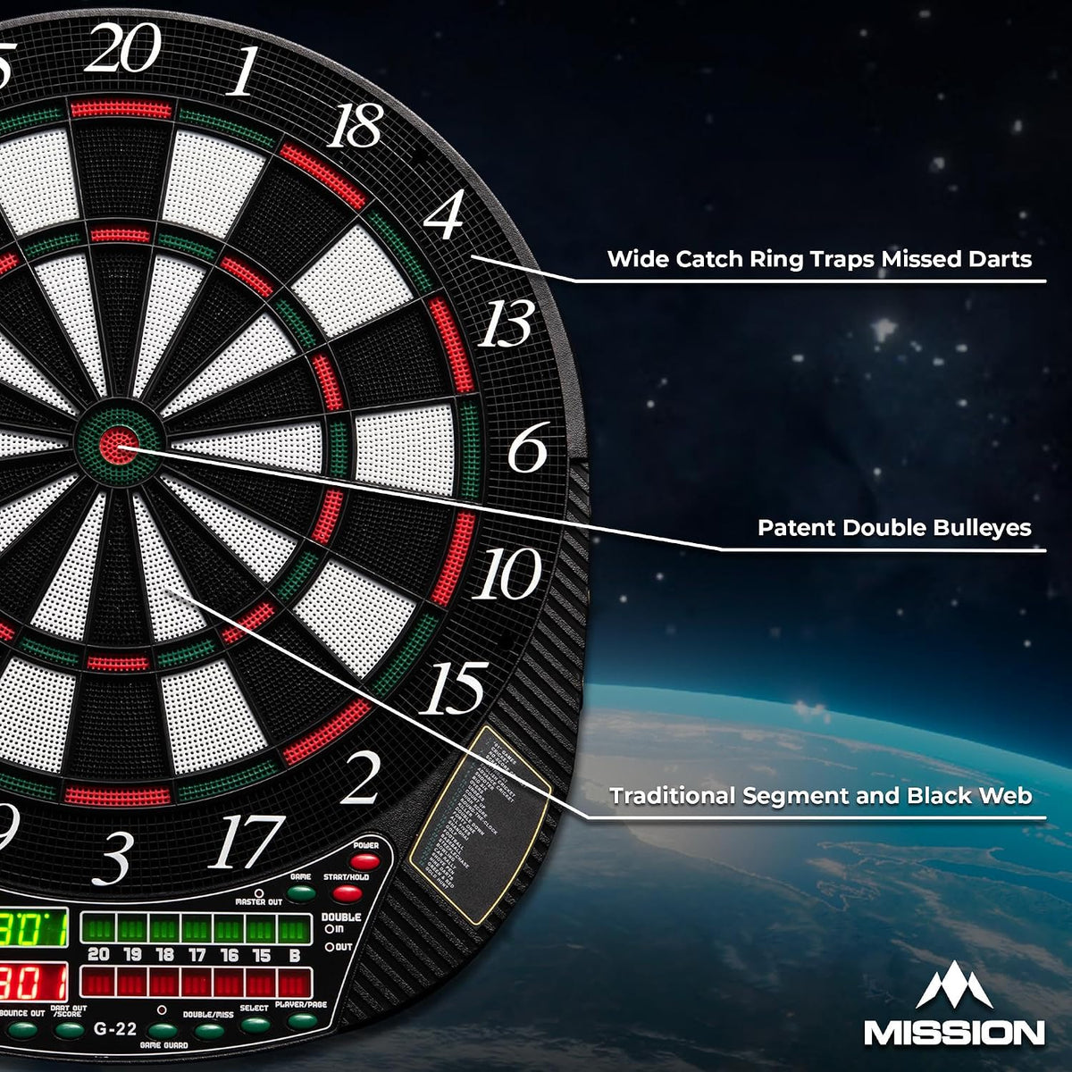 G220 Professional Electronic Soft Tip Dartboard Set | One Size | Multi