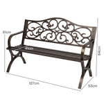 Garden Bench, Outdoor Bench,300kg Metal, Floral Pattern, Bronze | Bronze