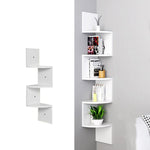 Wooden Zigzag Floating Corner Shelves 3-tier White