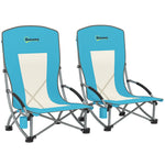 Set Of 2 Folding Beach Chair, Camping Chair With Carry Bag | Blue