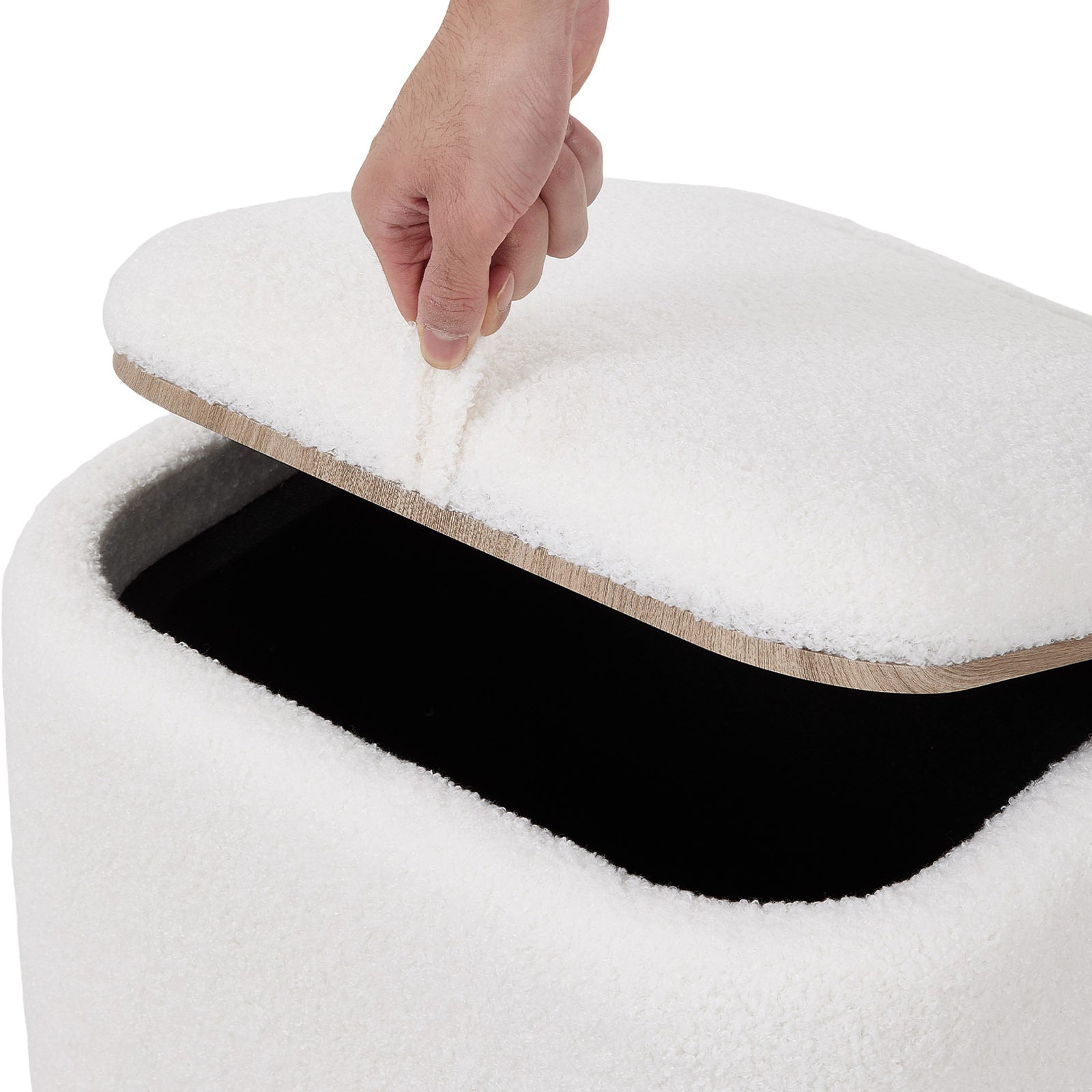 Modern Cube Storage Footstool Ottoman With Reversible Lid | White