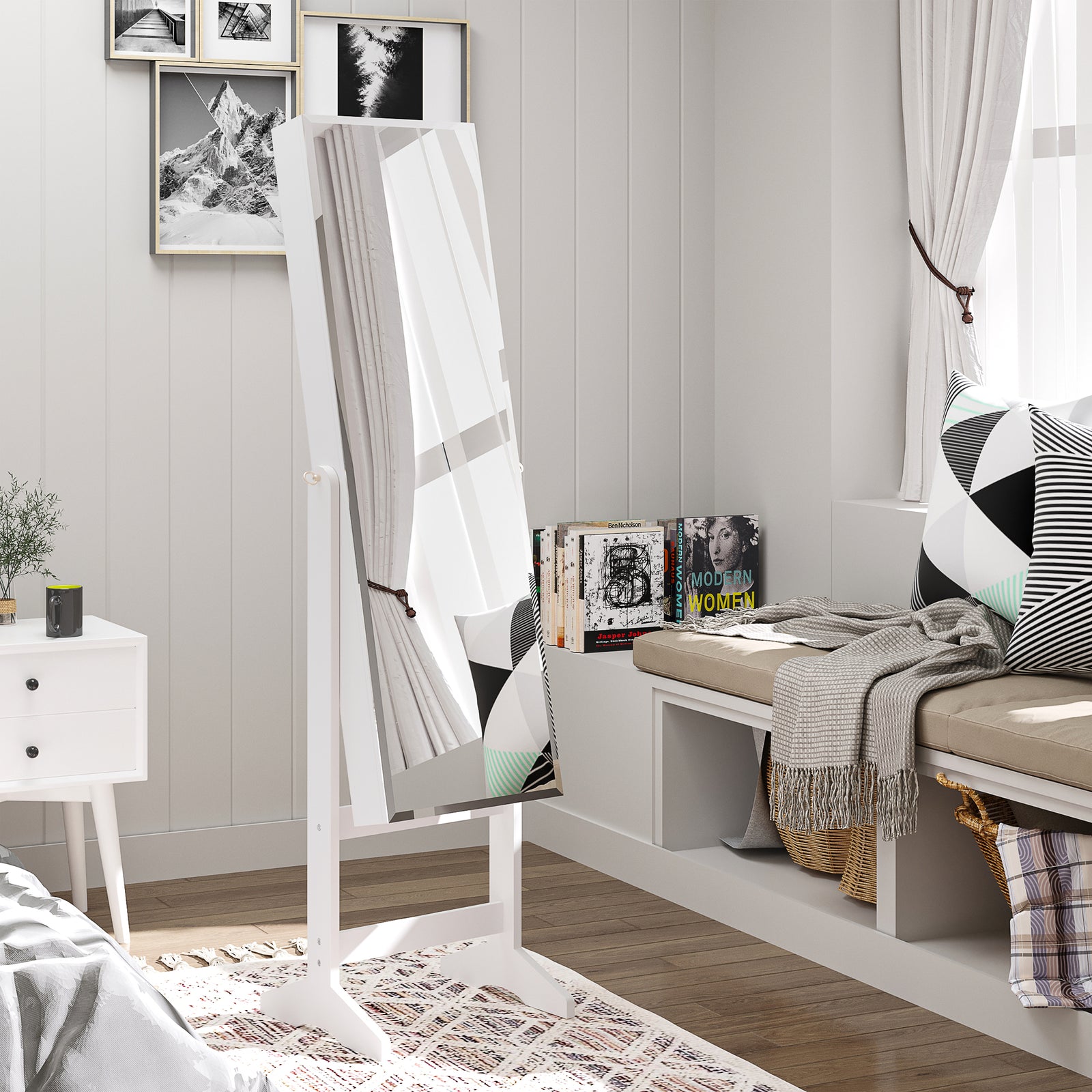 Lockable Jewellery Storage Mirror Armoire Freestanding