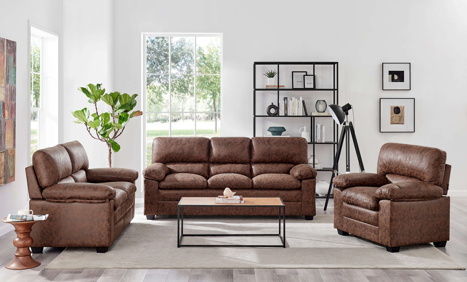 Bonded Faux Leather Armchair Sofa | Light Brown